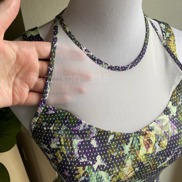 Lululemon Running In The City Tank Floral Sport White Multi Green Purple Size 6 - Picture 3 of 11